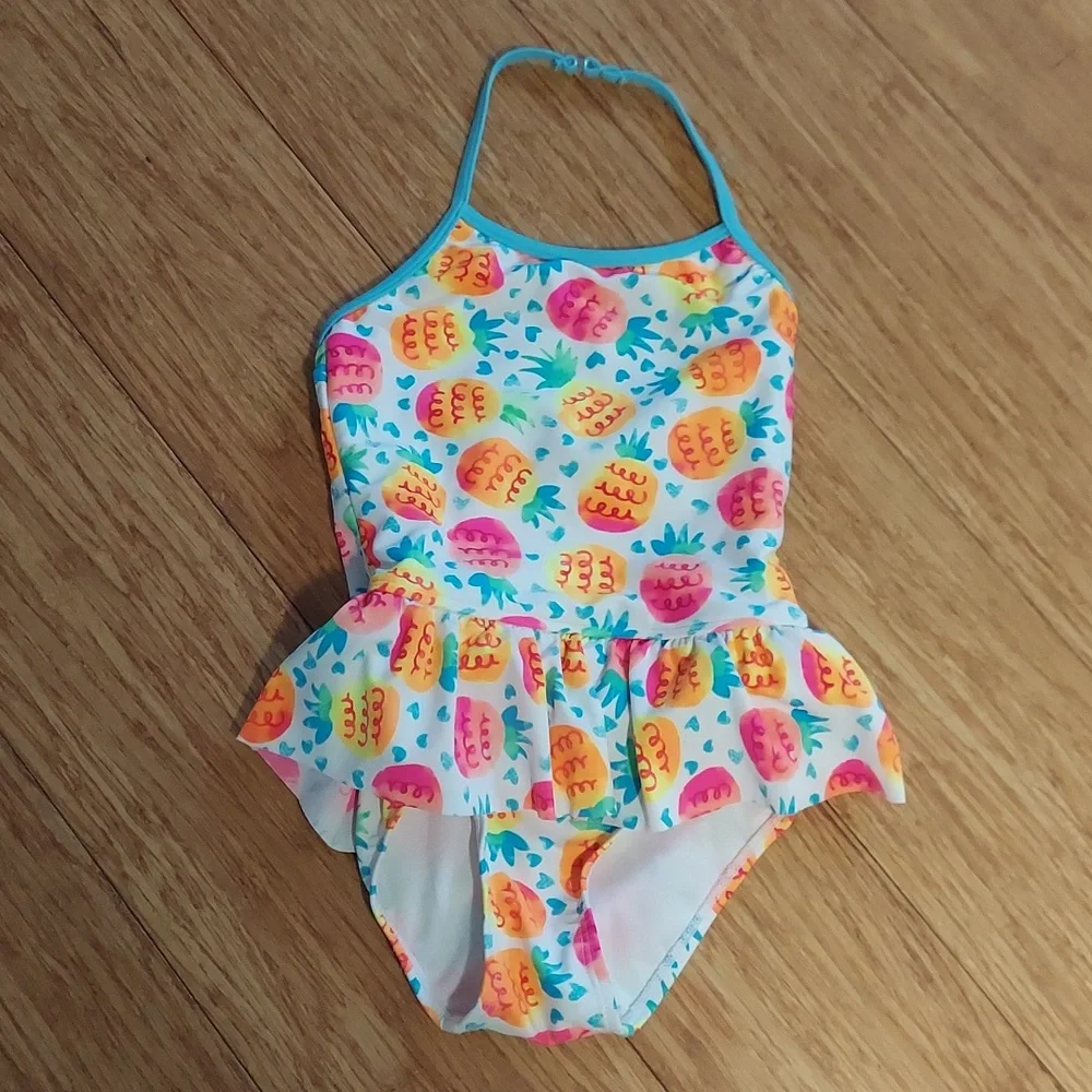 🎁 10/$25 pineapple one piece swimsuit, one piece, sz 4, with ruffle and halter